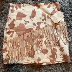 Western cowprint mini skirt